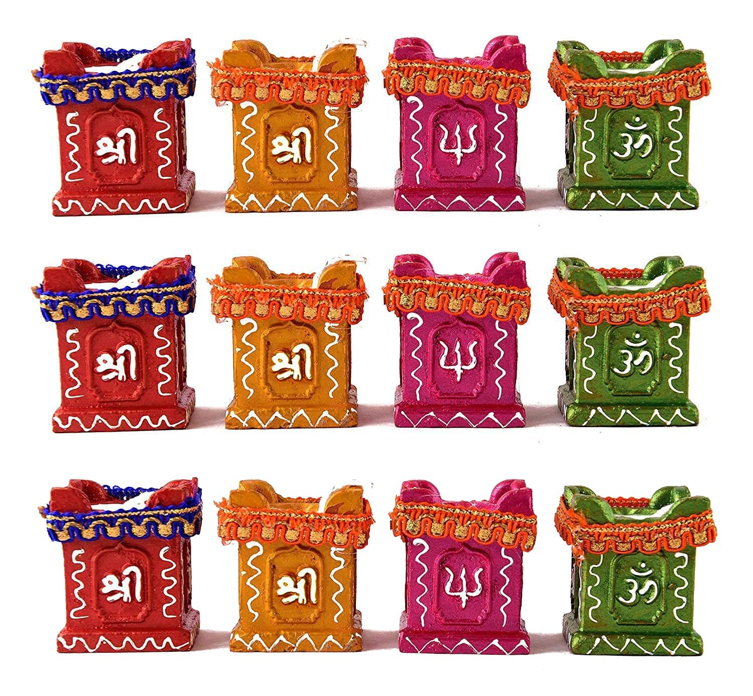 KUSHAL Creations Diya () for Diwali Decoration Handmade Earthen Clay Terracotta Decorative Matki Diya Set Tealight Candle Festival Diya Oil Lamps (4 Matki Diya) (12)