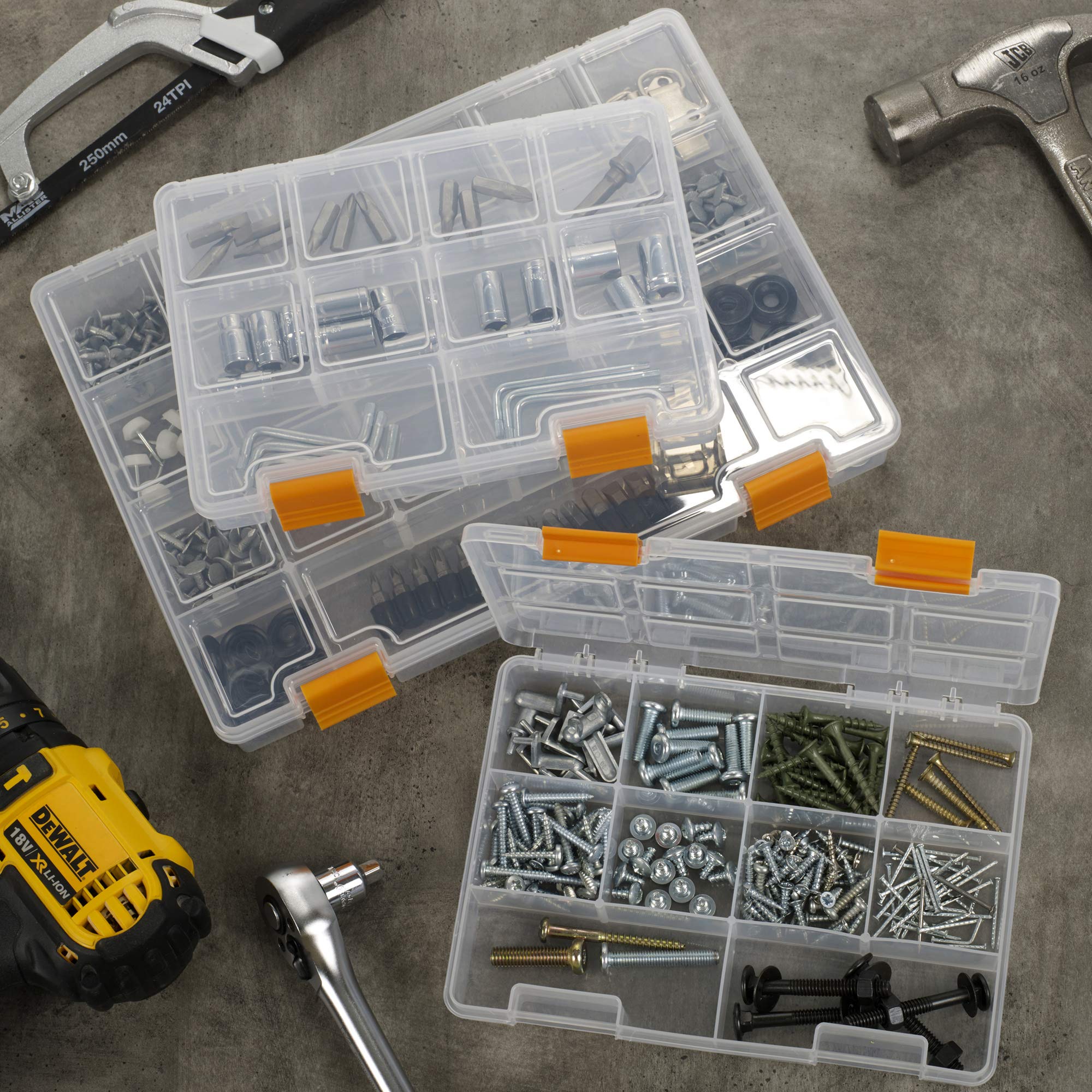 Urbnliving 3 Pcs Plastic Screws Nails Compartment Diy Organiser Storage Box