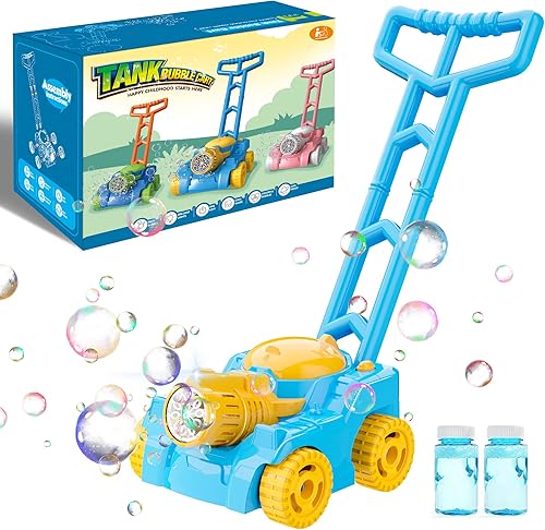 NAPEI Máquina de burbujas cortacésped de burbujas para niños pequeños de 1 a 3 años cortacésped de juguete cortacésped soplador de burbujas