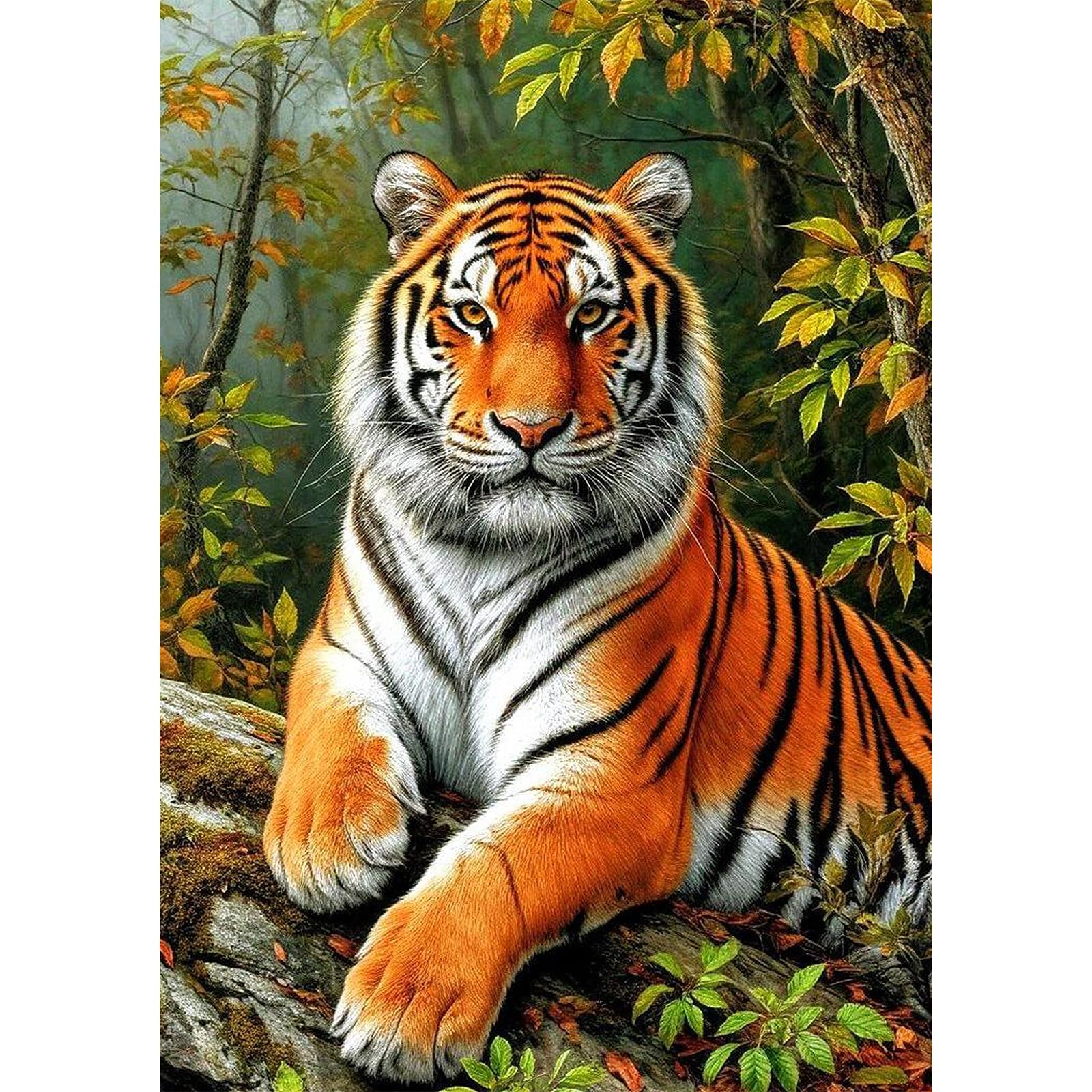 GHHKUD Tiger Diamond Painting Kits for Adults, Animals Diamond Art Kits for Adults Beginners, DIY Full Drill 5D Diamonds Gem Art Stitch Canvas Painting Pictures for Home Decor 30x40CM