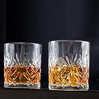 Vista 4 de KANARS Juego de 6 vasos de whisky Bourbon Vasos de cristal únicos para whisky escocés, vodka, coñac y whisky irlandés Vaso pesado de 10 onzas