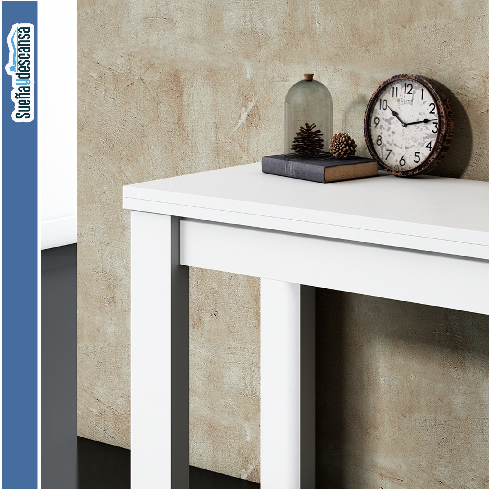 Mesa Consola Extensible Libro Blanca 120 x 45 Abierta 120 x 90 cm