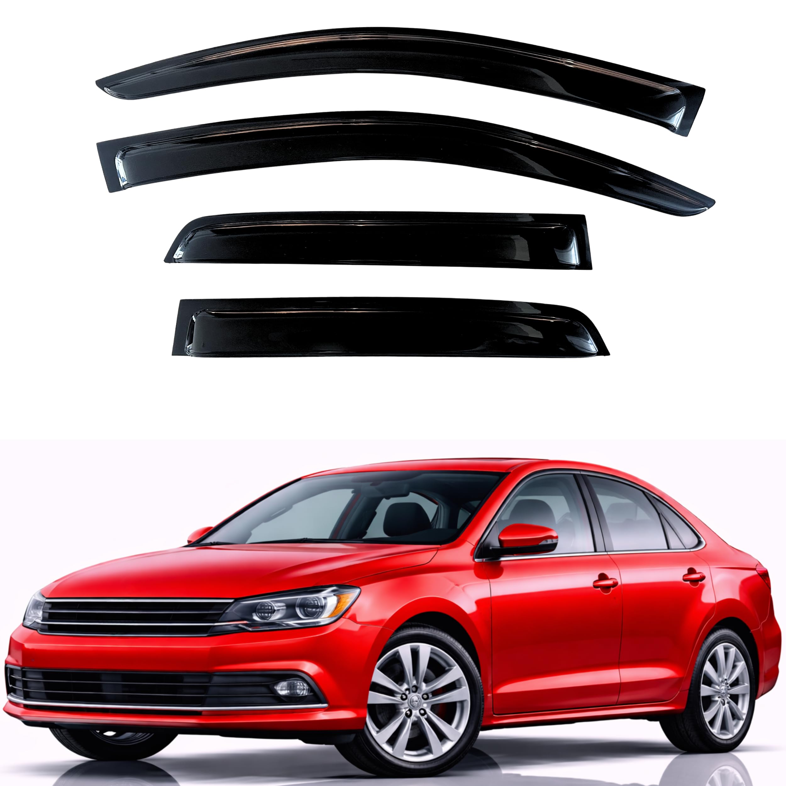 KPY Rain Guards Fit for 2011-2018 Volkswagen Jetta, Out-Channel Window Visors Vent Wind Deflectors 4PC, Car Accessories for 11-18 VW Jetta