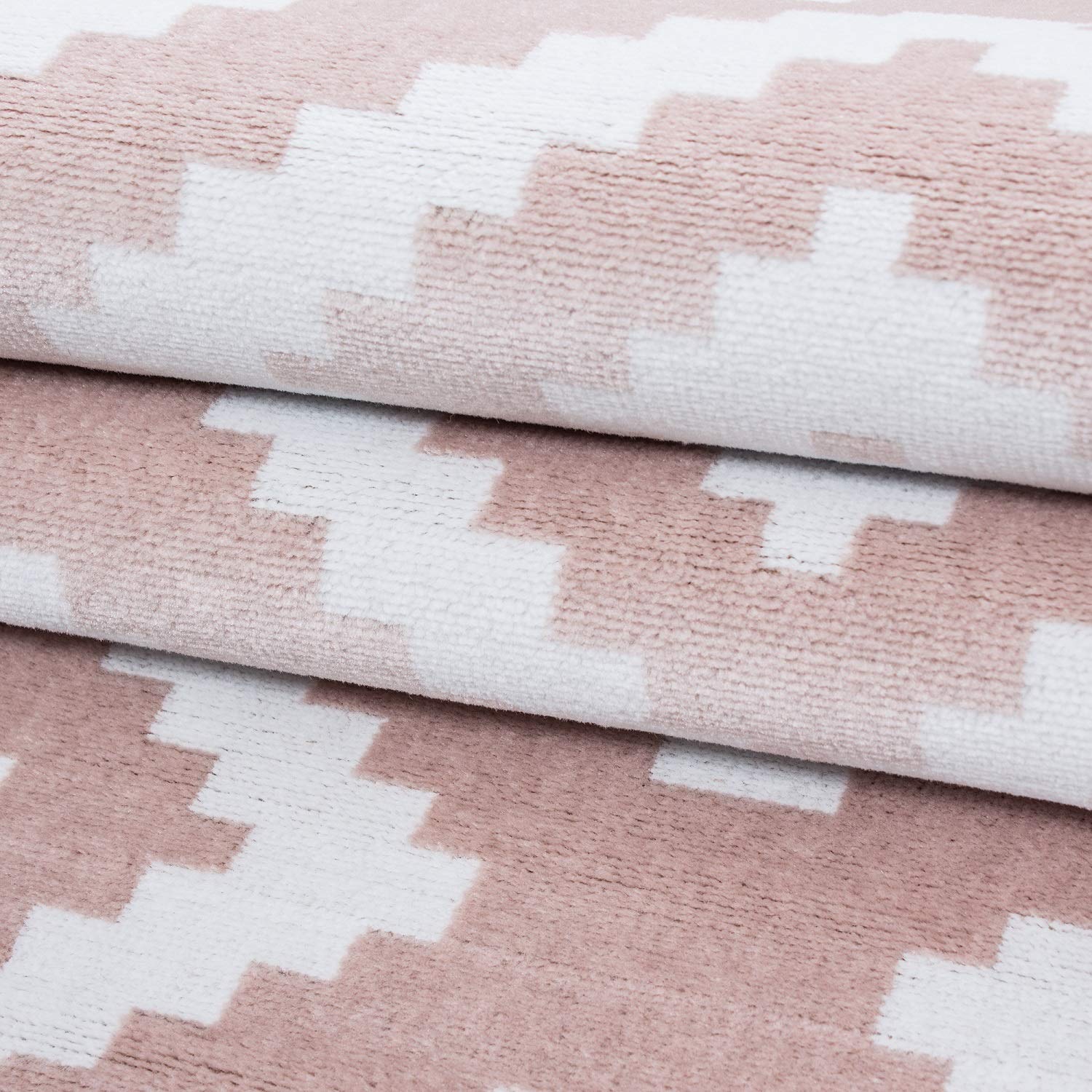 HomebyHome Tapis 160x230 cm Rose Poils Courts Motif Losanges Moderne pour Salon Chambre Cuisine Couloir Salle à Manger Chambre Enfant Doux