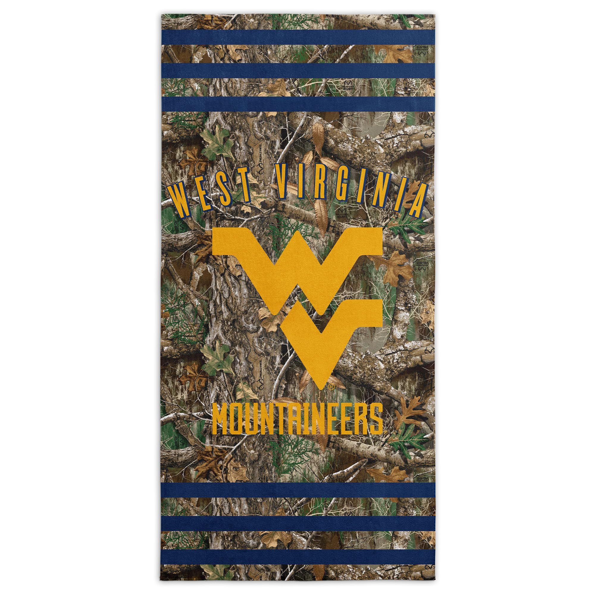 Northwest NCAA West Virginia Mountaineers Unisex-Adult Beach Towel, 30" x 60", Realtree Stripes