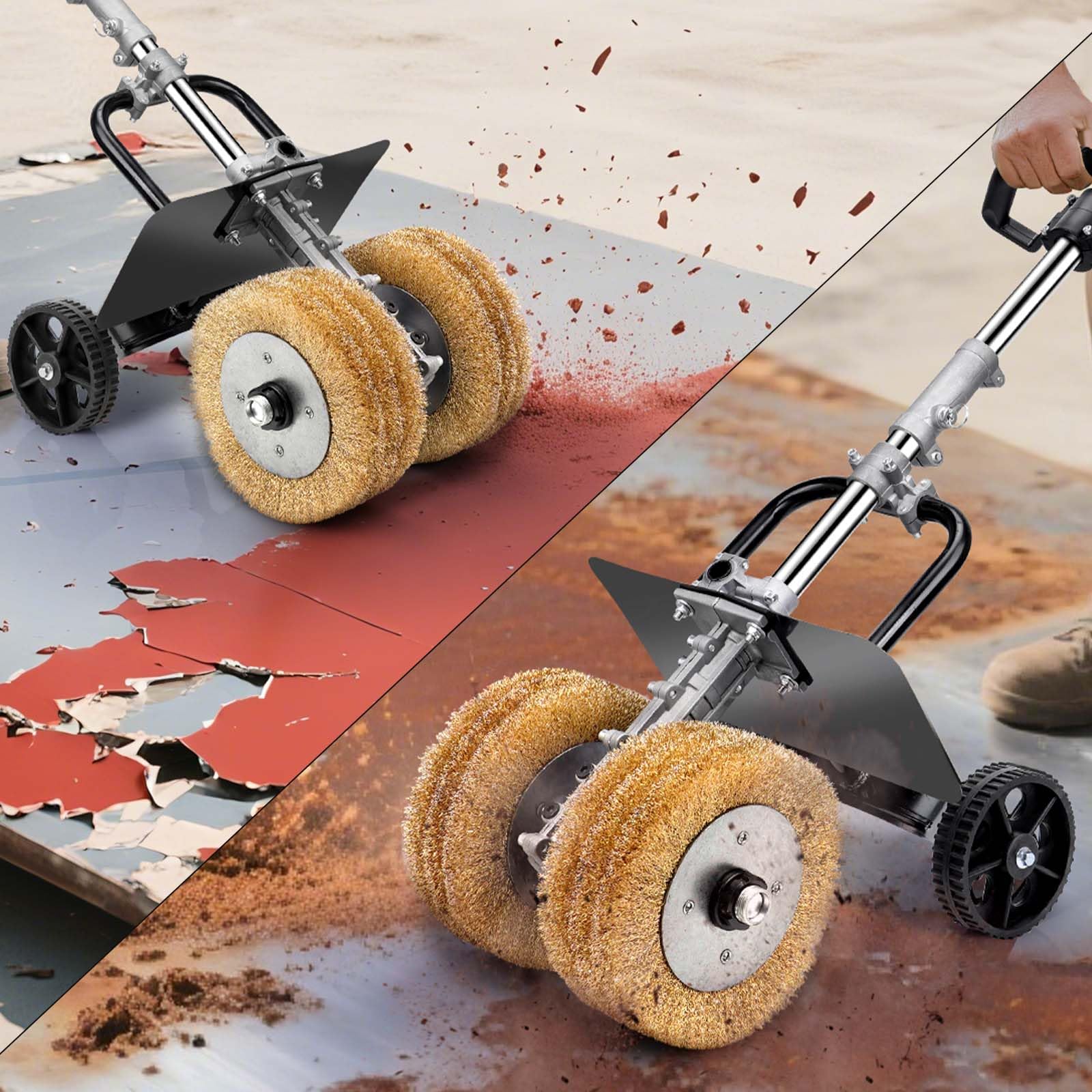 3850W Satiniermaschine für Holz Metall, 2X Schleifbürste Ø180mm, 6-Gang | 4000U/m, 94dB, zum Naturstein Fliesen Kunststoff Lackfläche, Bürstenschleifer Schleifmaschine mit Handgriff