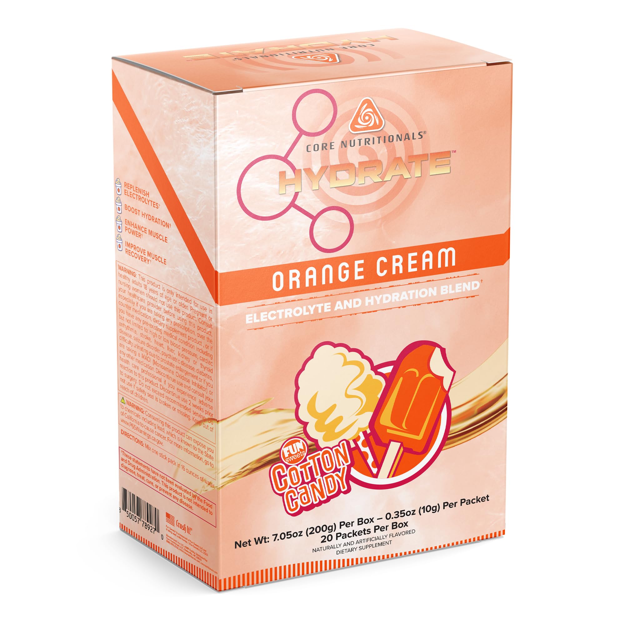 Core Nutritionals Hydrate Electrolyte Mix, Fun Sweets Orange Cream