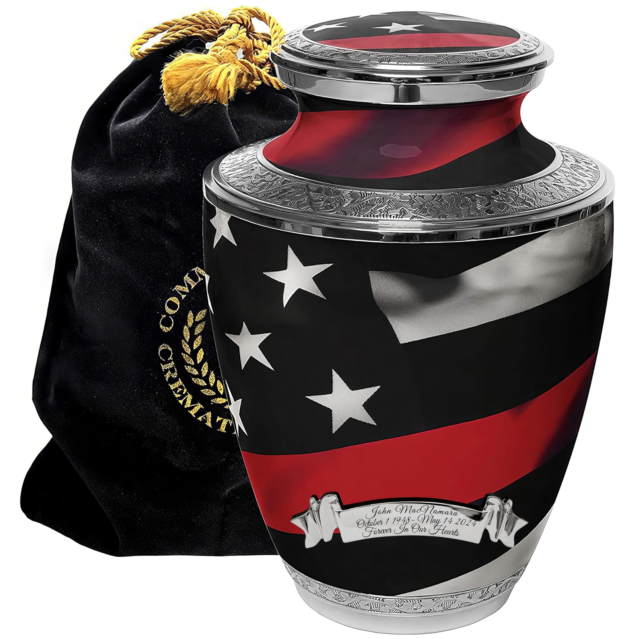 Red Line Flag Cremation Urns for Human Ashes Adult Man &amp; Urns for Ashes