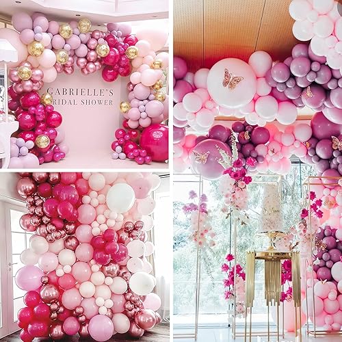 Miniatura 6 de PartyWoo Kit de guirnalda de globos burdeos y rosa, globos burdeos, dorado, rosa pastel, rosa polvoriento para guirnalda de globos y arco de globos