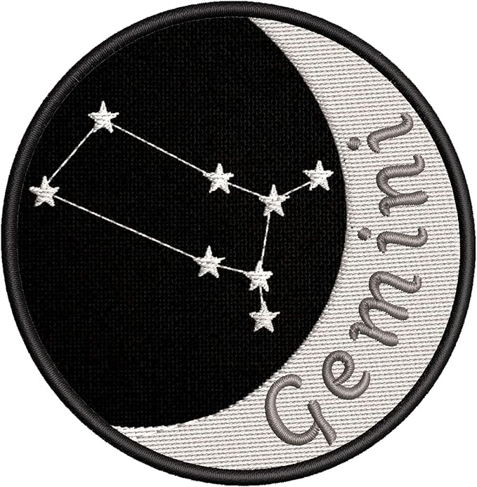 Gemini Crescent Moon Embroidered Premium Patch Iron-On or Sew-On Embroidery Applique - Horoscope Astrology Signs - Costume Uniform - Fun Novelty Badge Emblem - Vacation Tourist Souvenir…