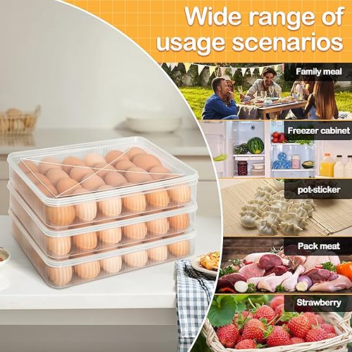 Miniatura 7 de LIYYOO Recipientes para huevos con tapa, soporte para huevos para refrigerador, organizador de huevos para refrigerador, cartón de huevos de