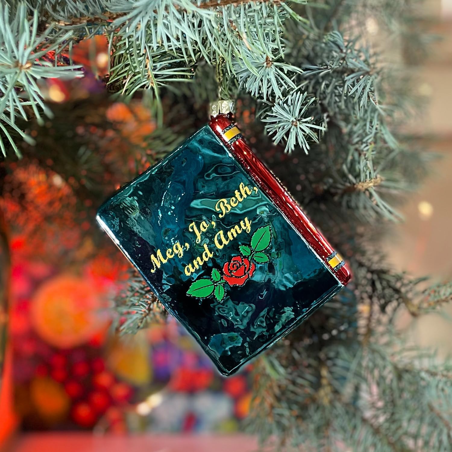 Little Women by Louisa M. Alcott Christmas Tree Ornament, Blown Glass 3D Book Ornament, Book Lover Gift, for Book Lovers.