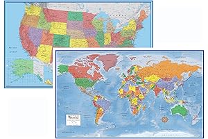 24x36 World and USA Classic Premier 3D Two Wall Map Set - Globally Acclaimed