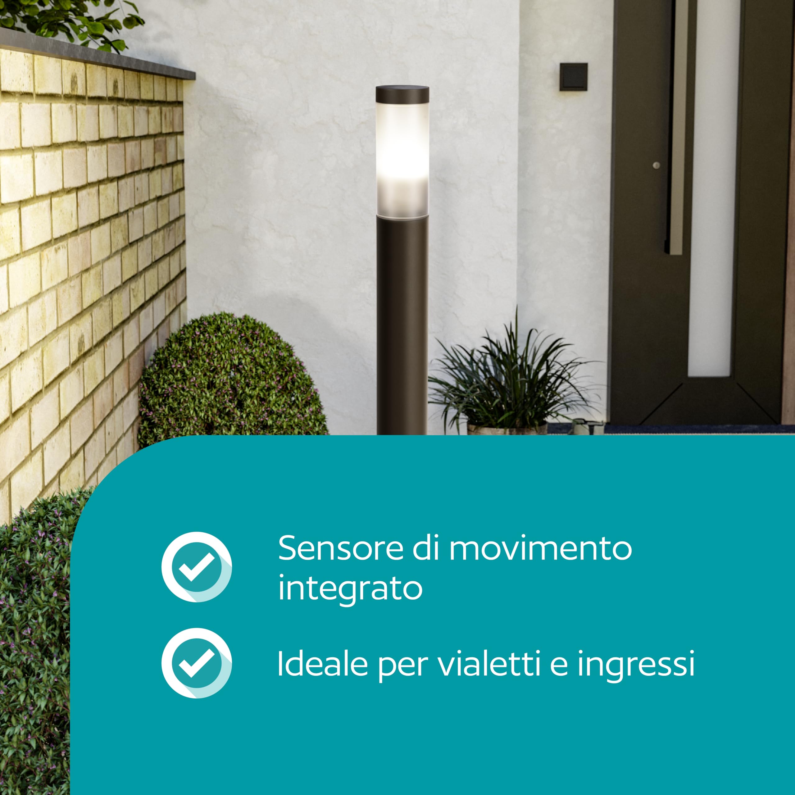 Eglo Lampada Helsinki da esterni, illuminazione a terra con rilevatore di | movimento, luce per giardini, patio, acciaio inox di colore marrone ruggine, IP44, altezza 110 cm, attacco E27