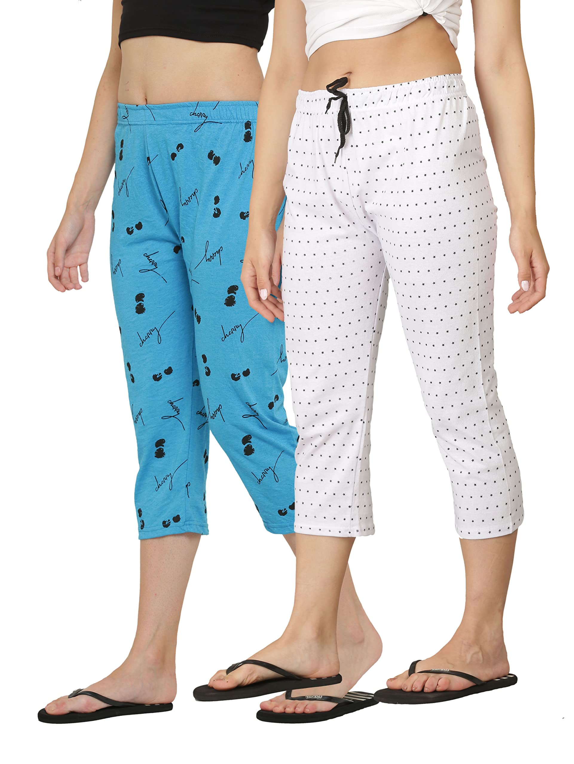 ddaspration Women Cotton Printed Capri with Elastic Waistband Combo-picture-35