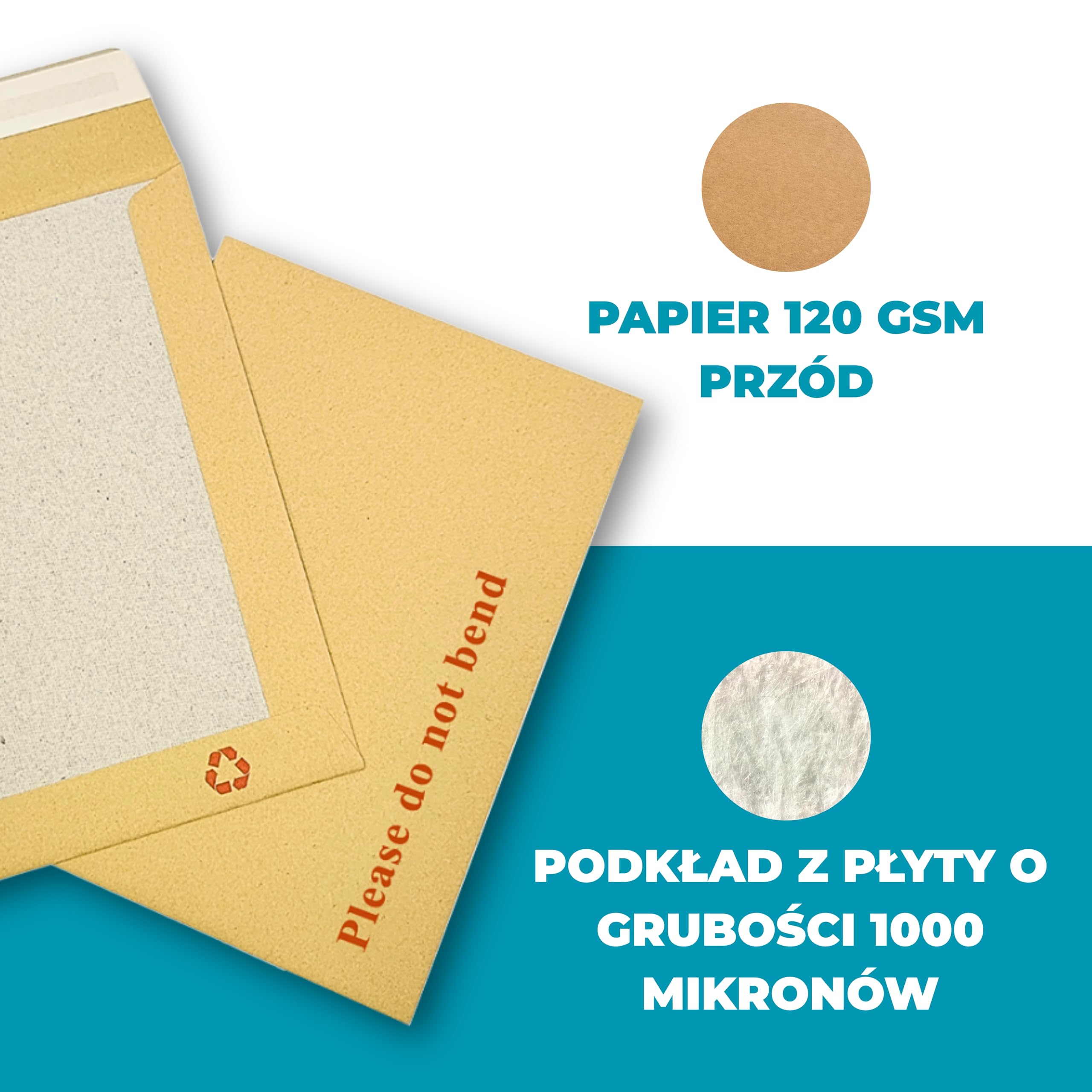 Double Dragon 50-pack A6 C6 Koperty Manilla Wzmocnione Kartonem | 162 mm x 114 mm | Nadruk „Nie Zginać” | Wypełnione i Ochronne przed Manipulacją | Samoprzylepne Zamykanie
