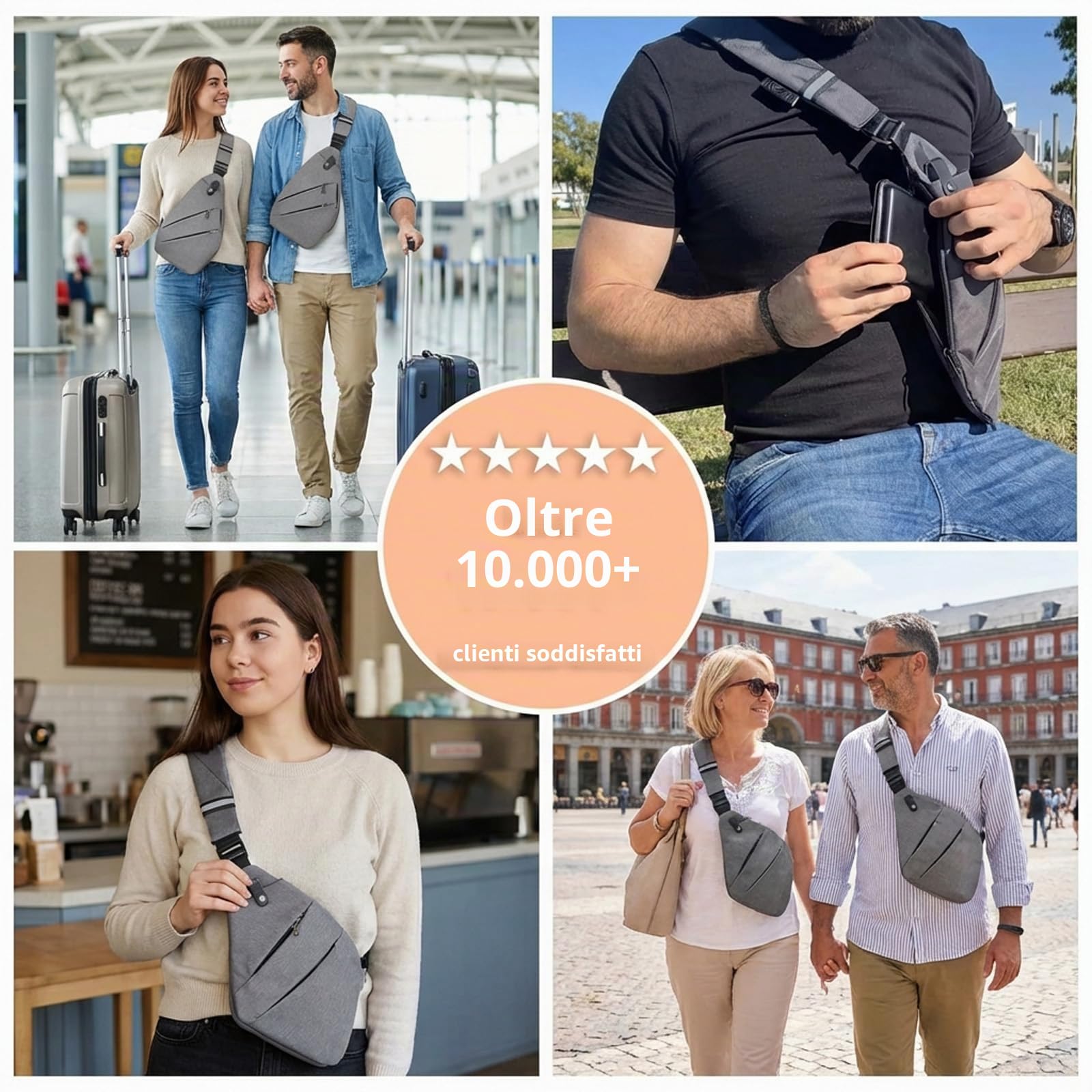 La Compatta - Antifurto Intelligente Borsa, Borsa Antifurto Donna, Borsa Di Sicurezza Da Viaggio Per Donna E Uomo, Borsa Multifunzionale Alla Moda, Per Viaggi E Quotidiano