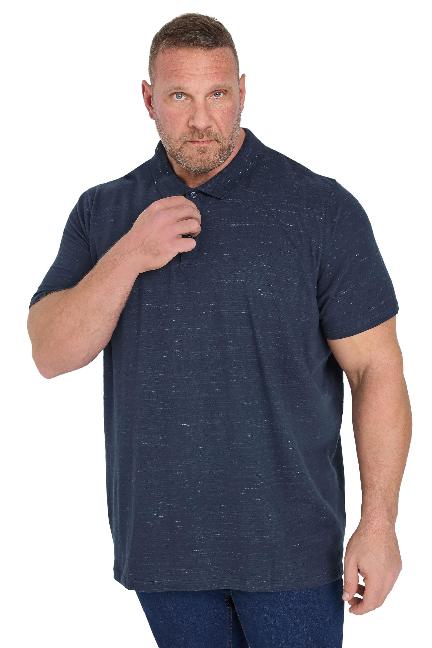 BadRhino Big & Tall Blue Marl Polo Shirt - Men's - Plus Size Curve