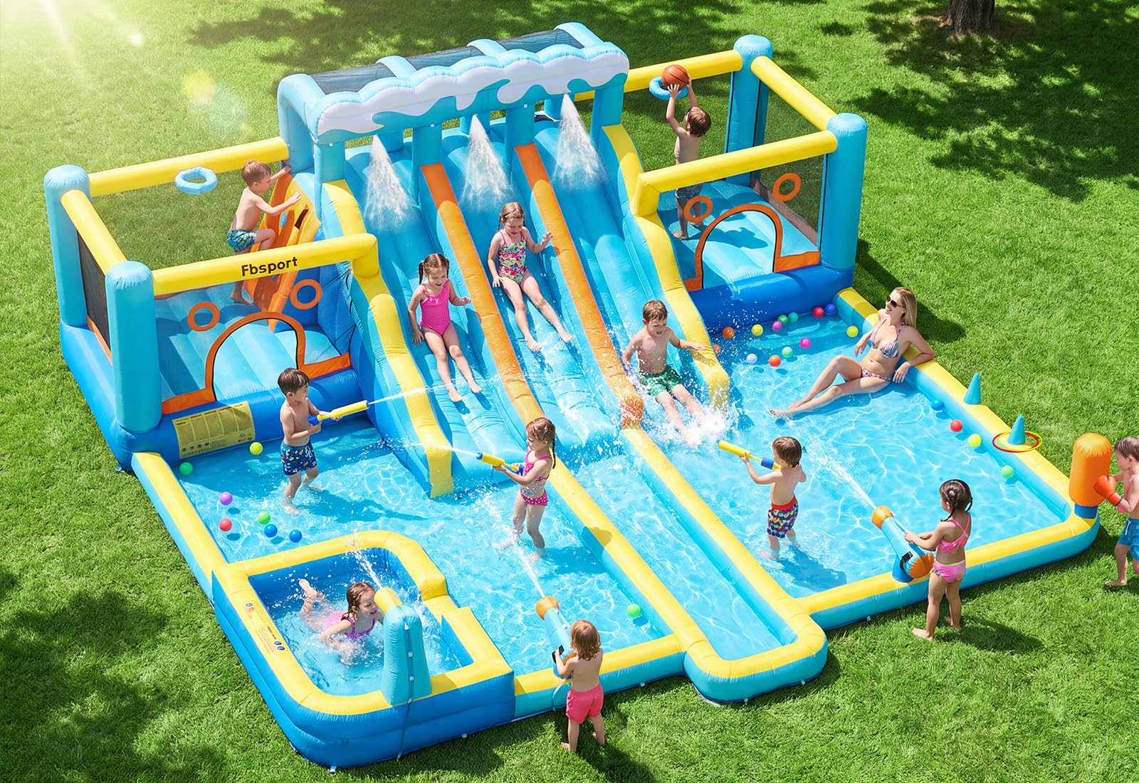 FBSPORT 10-in-1 Water Bounce House with Slides