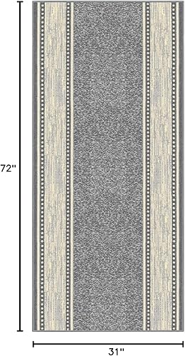 Miniatura 82 de Kapaqua Custom Size Grey Bohemian Kilim Rubber Backed Non-Slip Hallway Stair Runner Rug Carpet 31 inch Wide Choose Your Length 31in X 12ft