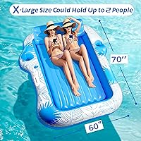 Vista 3 de Inflatable Pool Lounger Float for Adults - JIANYHW X-Large Beach Sun Tan Tub Pool Lounge Raft Sunbathing Pool Floaties with 2 Food/Drink Holder