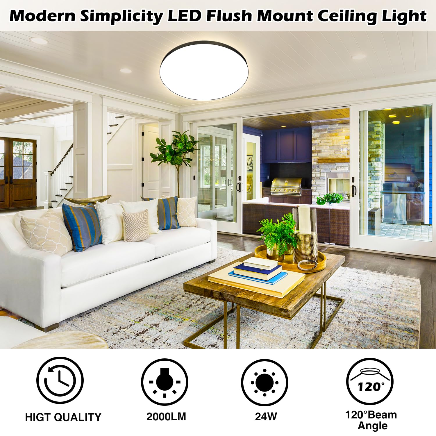 Plafoniera LED Soffitto 24W, Lampada da Soffitto 4000K 2000LM Plafoniera Bagno IP44 Impermeabile Rotonda Ø28CM Lampadario LED Moderna Luce Soffitto per Cameretta Cucina Soggiorno Balcone