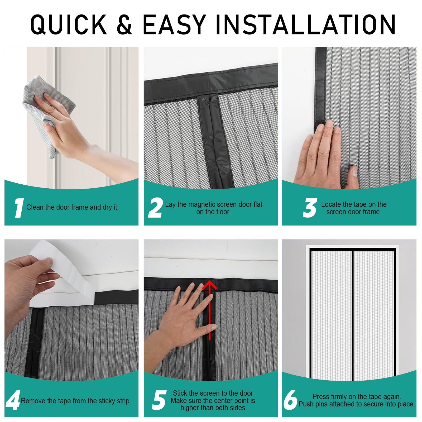 Mosquitera Puerta Magnética 215 x 158 cm Mantiene El Aire Fresco Dentro y Los Bichos Fuera Cortina Protección Contra Insectos para Puertas Puerta Del Balcón, Patio, Blanco