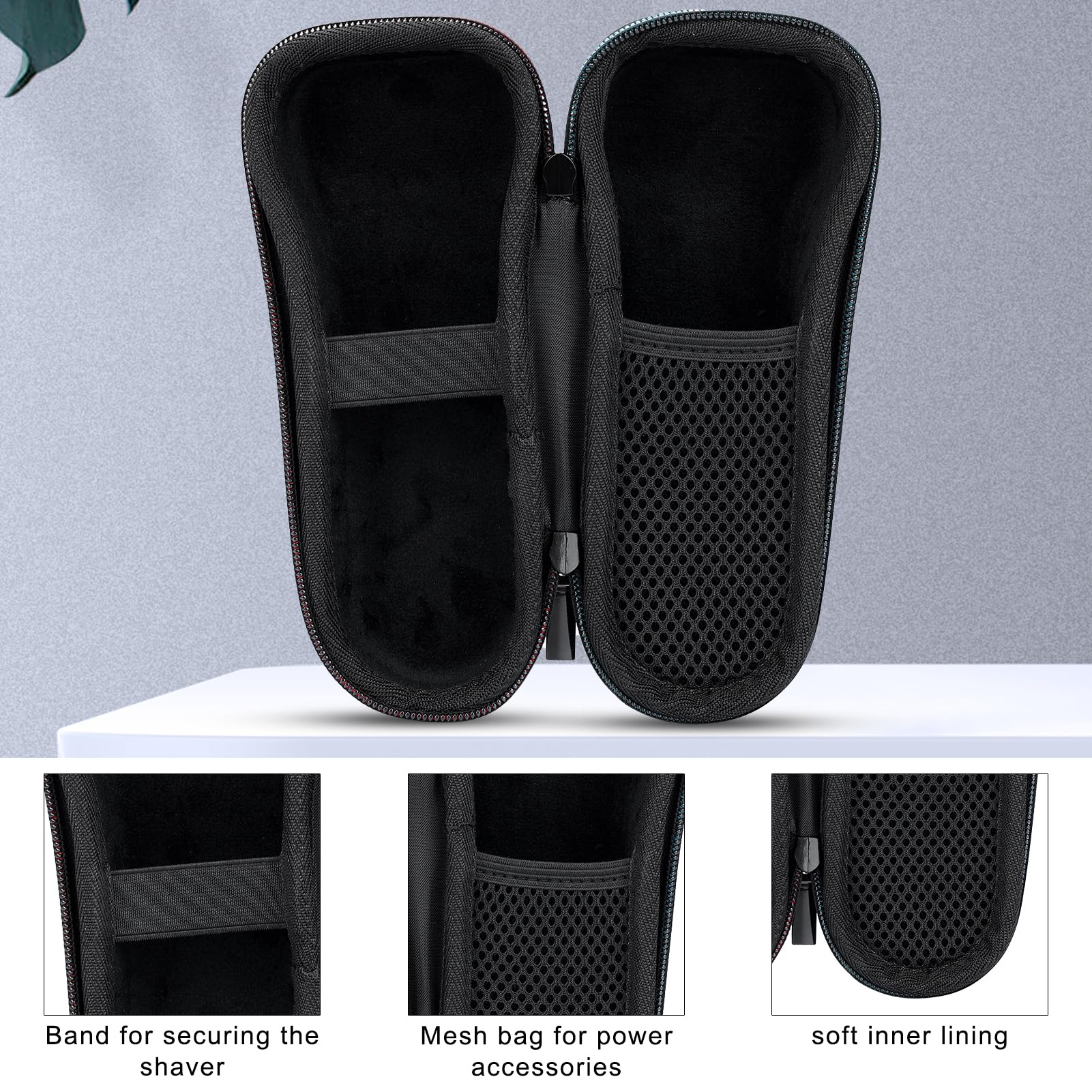 Funda de viaje para afeitadora Braun Series 3/3S/5/5S/7/7S/9/9S/9 Pro, funda de afeitar de viaje, funda rígida de EVA para viajes, funda de transporte rígida para recortadora y afeitadora, Negro