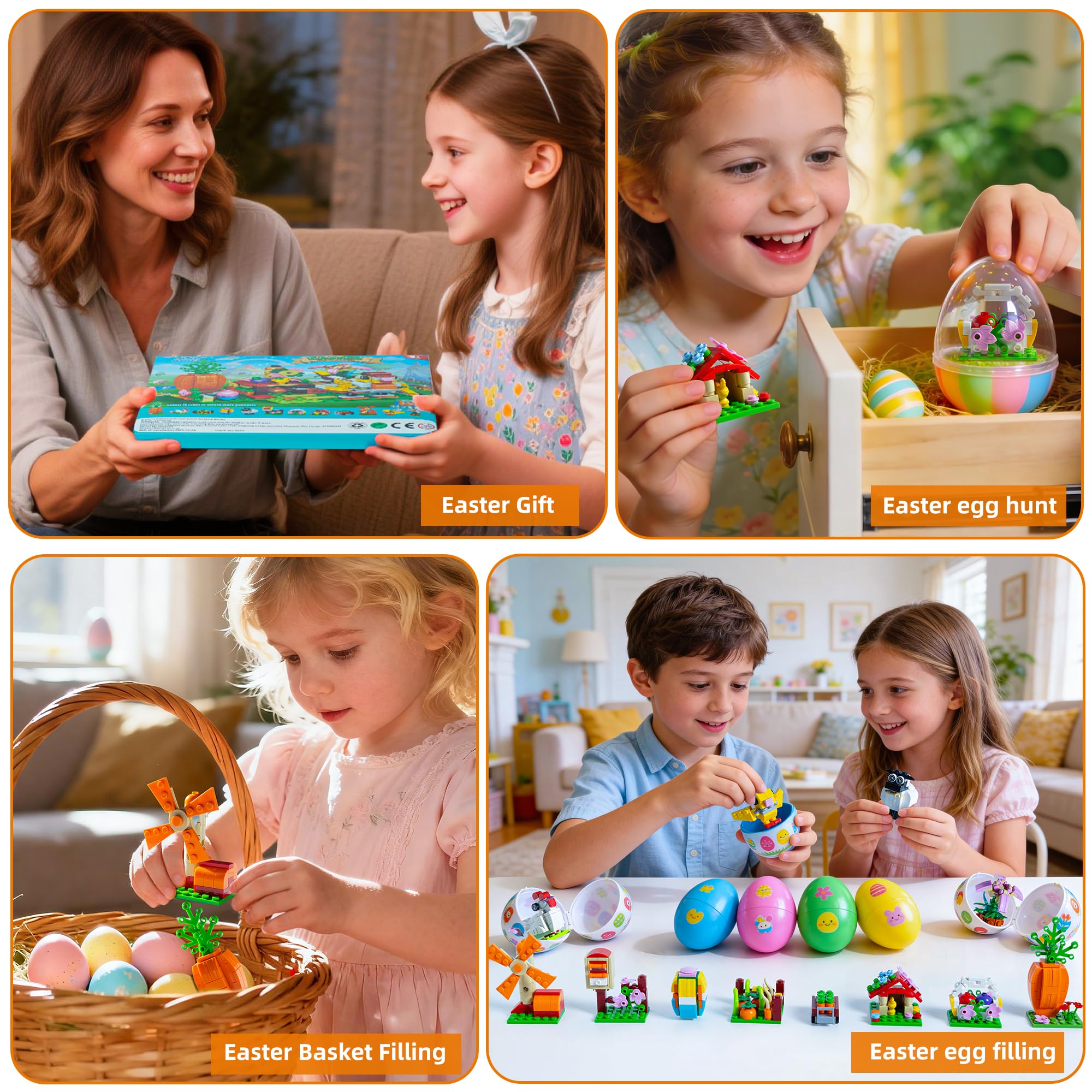 Sawaruita 12-Pack Easter Egg Filler Building Blocks Mini Toys for Kids - Easter Basket Stuffers Gifts for Boys Girls Teens