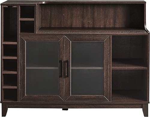 Miniatura 8 de Home Source 36.6 "Moderno conjunto de bar para el hogar estantes de barra de café, aparador y gabinete de consola de bar con estante de espacio