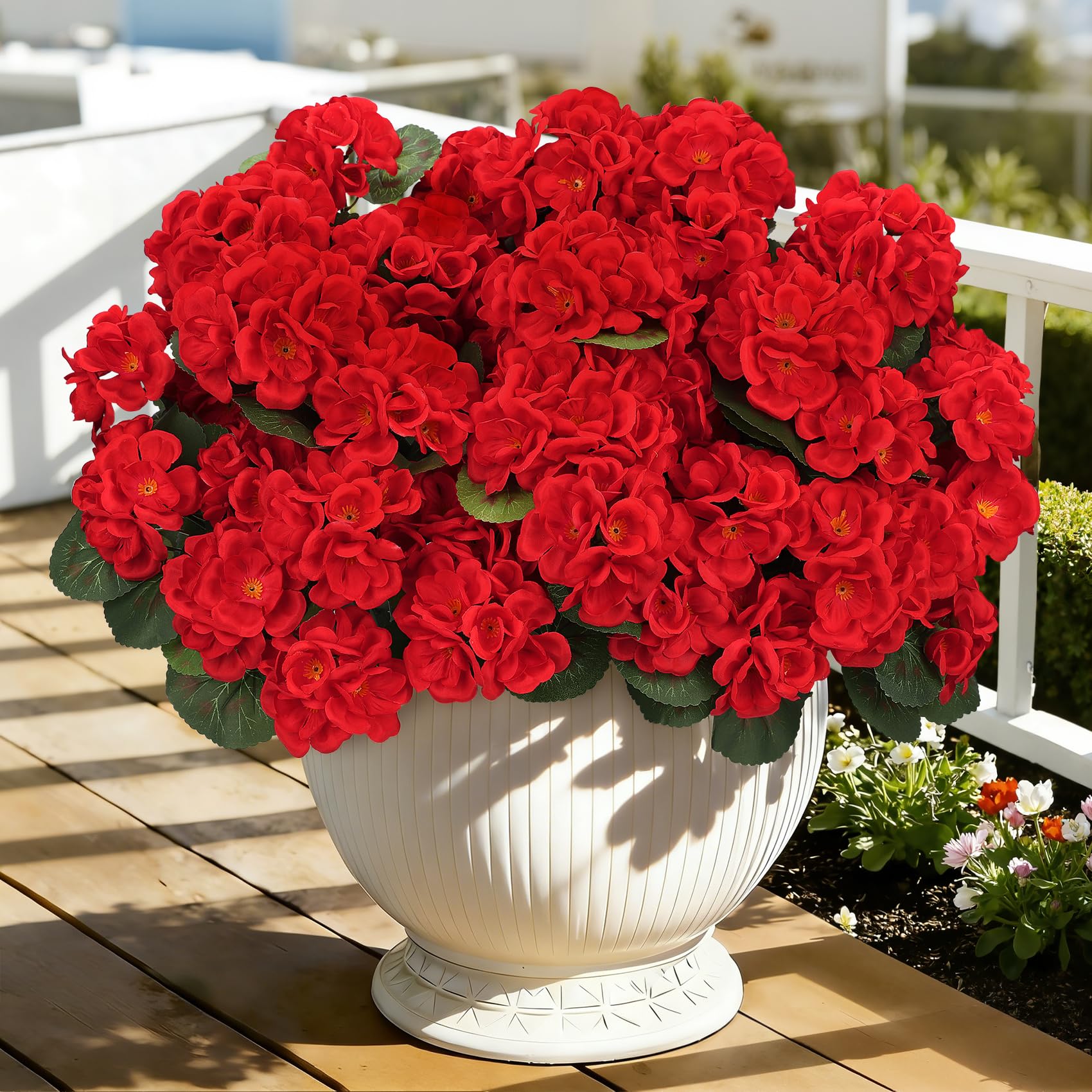 BlueCloudy Künstliche Blumen 6 Bündel Geranien Künstliche Pflanzen Kunstblumen Wie Echt Seidenblumen im Freien und Innen, UV-beständige Kunstpflanze Outdoor Wetterfest für Draußen Balkon Garten Tisch - 4