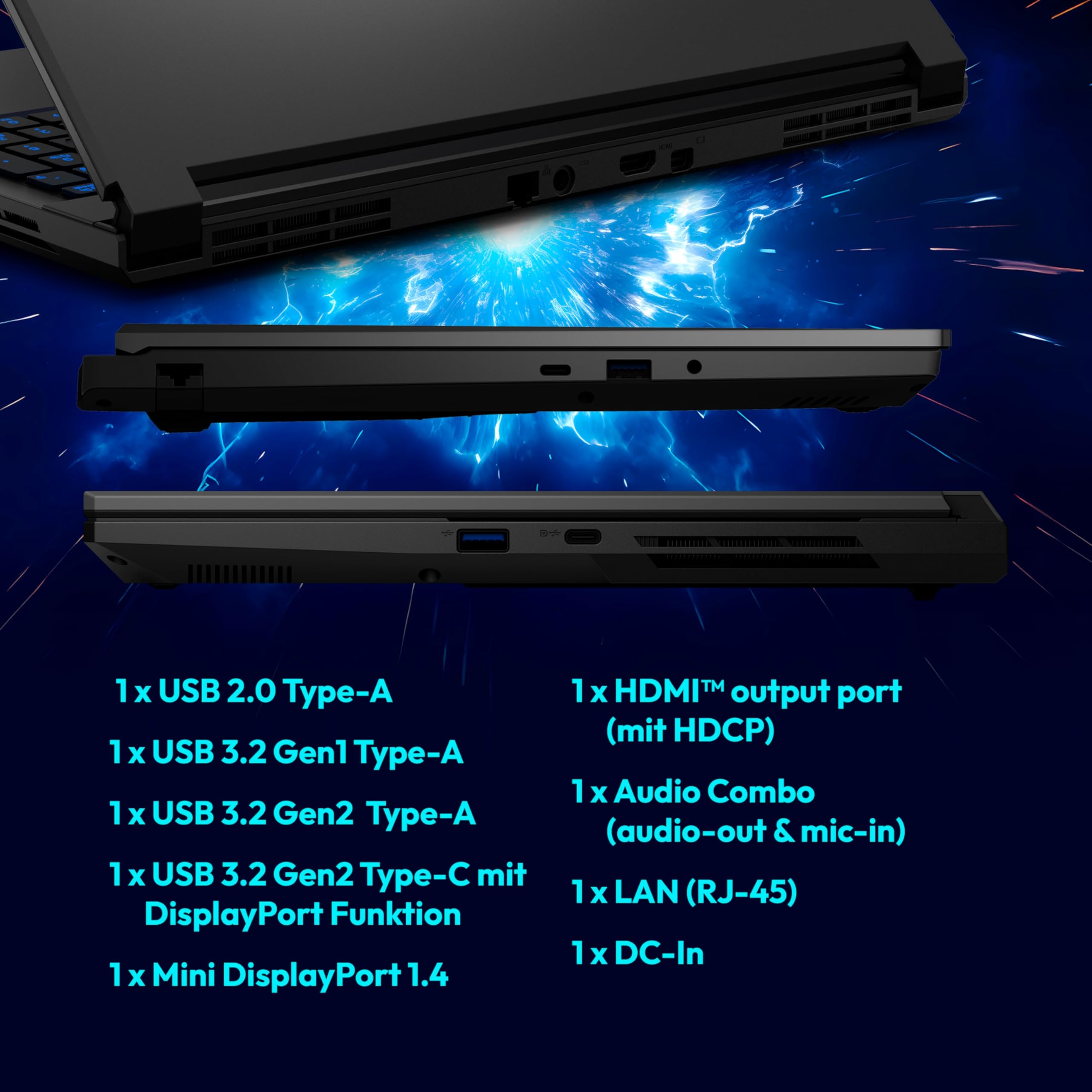 ERAZER Defender 17 P1 43,9 cm (17,3 Zoll 144Hz) Full HD Gaming Laptop (Core i7 13620H, GeForce RTX 5060 8GB GDDR7 VRAM, 16GB DDR5 RAM, 1TB PCIe SSD, ohne OS)