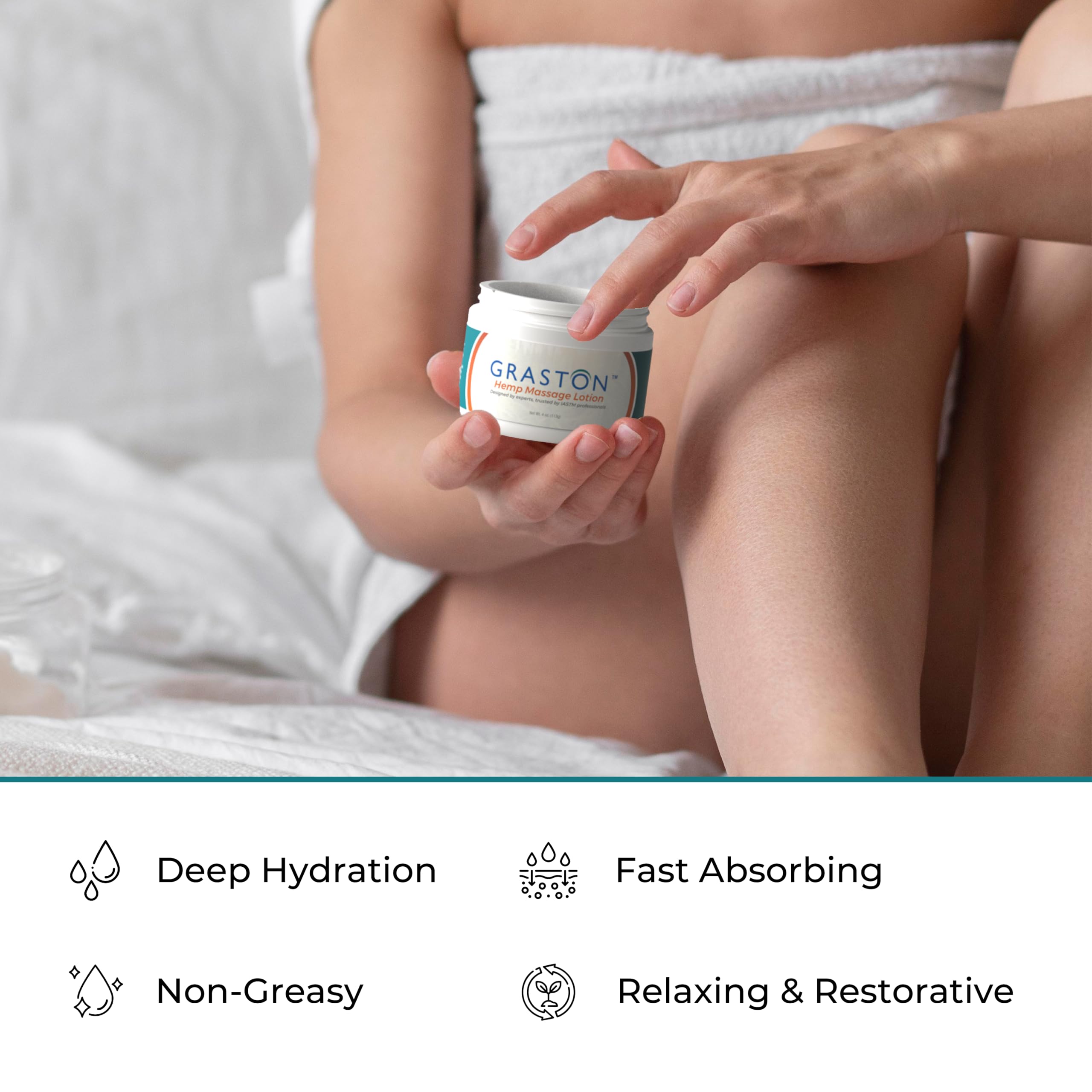 Graston Hemp Massage Lotion 4oz – Hydrating Hemp Lotion for Pain Relief, Relaxation & Soft Skin - Pack of 1