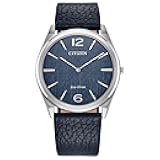 Unisex Eco-Drive Dress Classic Eco Watch, Blue Leather Strap, Blue Dial, 2 Hand (Model: AR3120-08L)