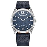 Unisex Eco-Drive Dress Classic Eco Watch&comma; Blue Leather Strap&comma; Blue Dial&comma; 2 Hand &lpar;Model&colon; AR3120-08L&rpar;