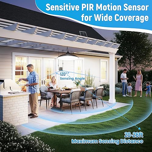 Miniatura 4 de Luces solares para interiores y exteriores, 3200 lm con sensor de movimiento, luz colgante diurna disponible con control remoto y botón, IP65