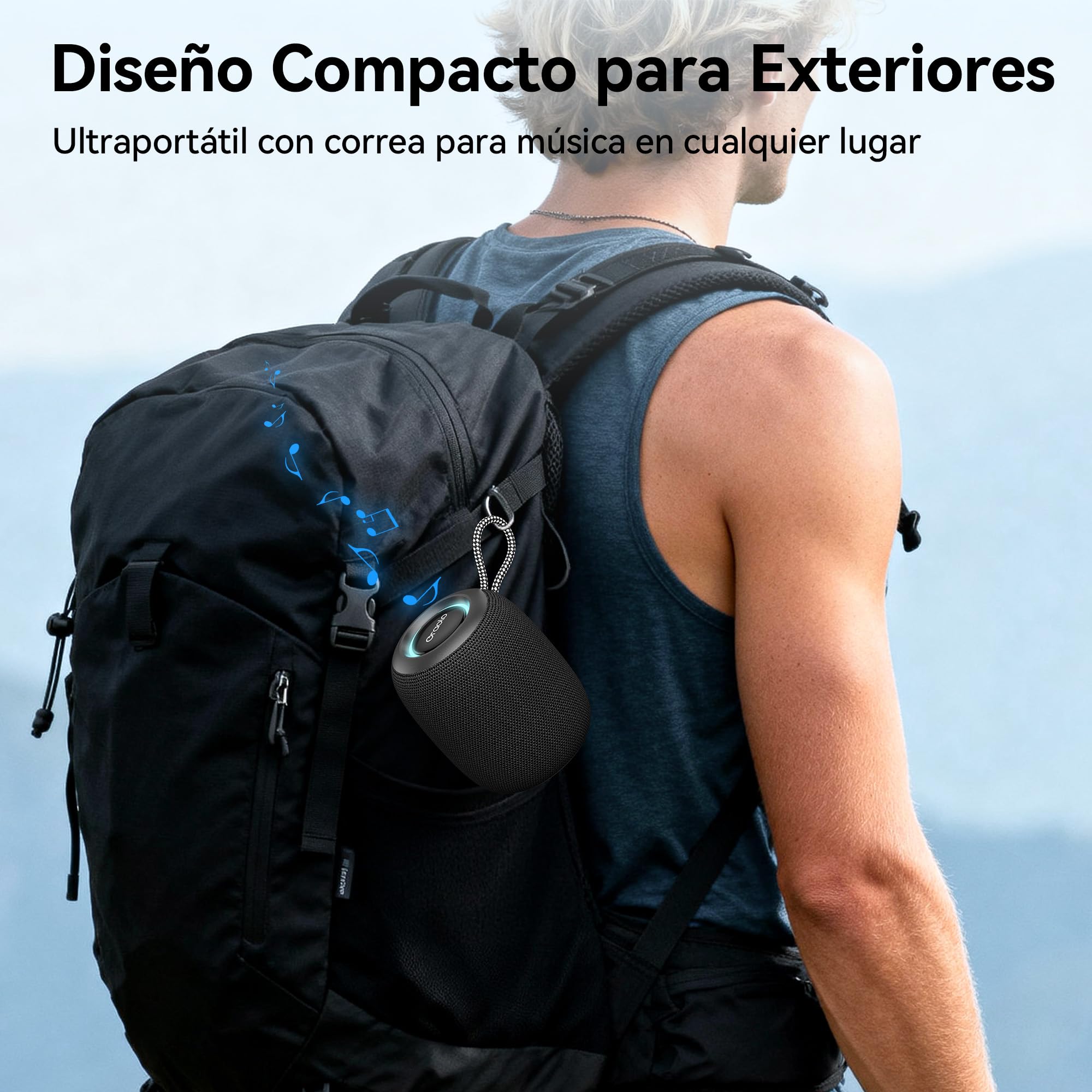 oraolo Altavoz Bluetooth Pequeño, Altavoz Portatil Bluetooth 5.4 | Mini Altavoces Ducha, 30H Reproducción, IPX7 Resistencia al Agua, TWS, Adecuado para Exteriores/Fiestas/Viajes