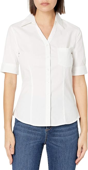 Lee Uniforms Juniors Short Sleeve Stretch Poplin Blouse