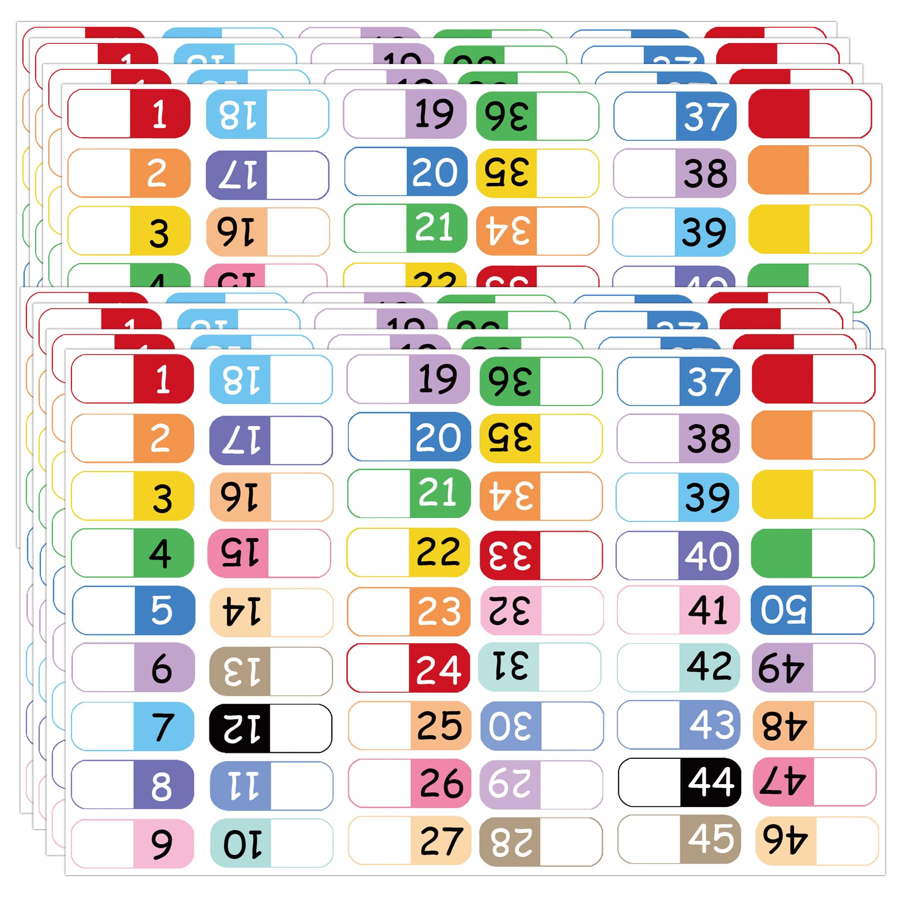 Number Index Labels Multicolor Alphabet Tabs 1-50 1-100 Tab Dividers Stickers for 3 Ring Binders Notebook Classify Files Contents Page Address Book