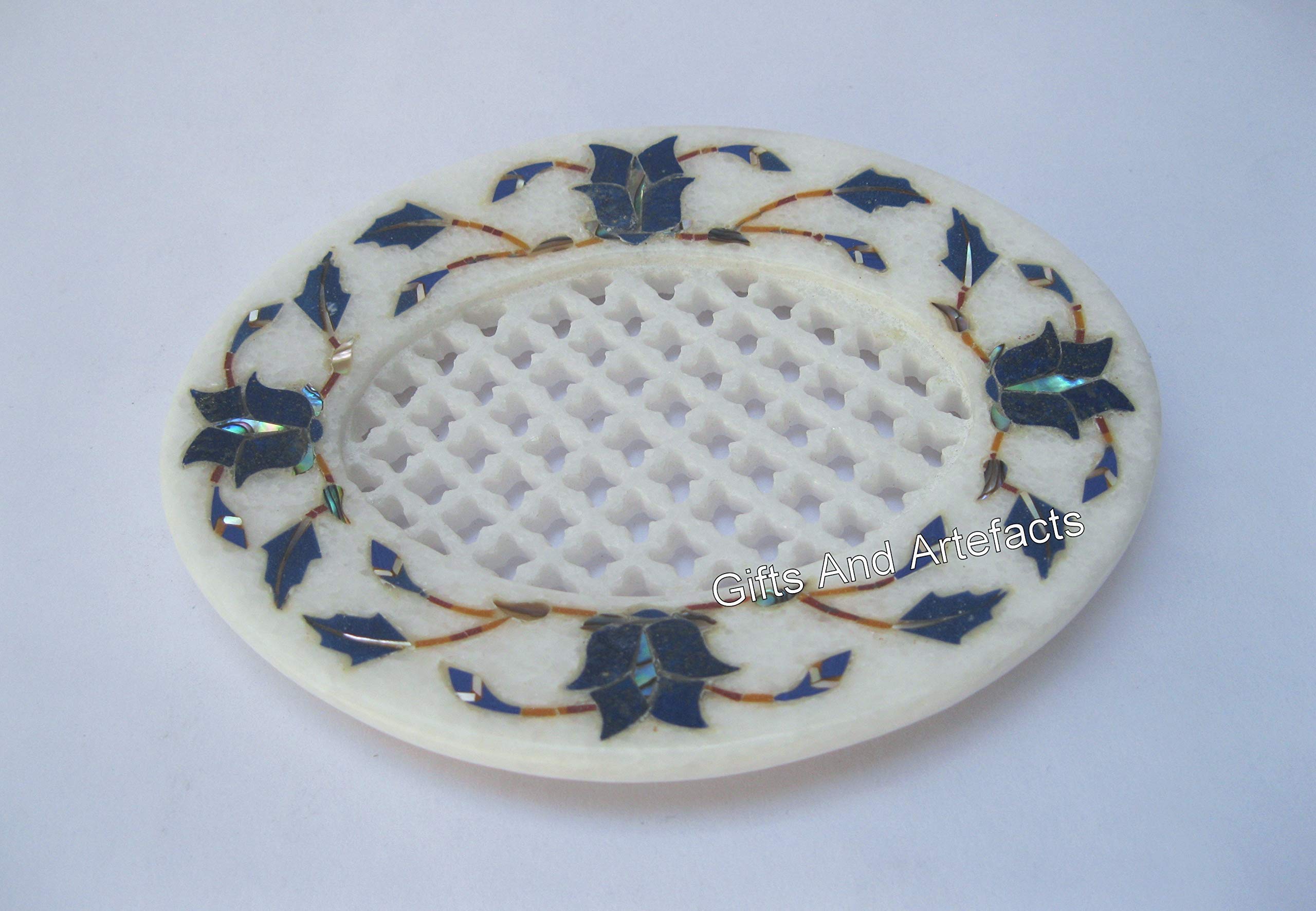 Ovale Seifenschale I Küchenschale für Restaurant I 12,7 x 10,2 cm Badezimmer-Seifenschale I Seifenhalter für Zuhause I Lapislazuli-Stein-Seifenhalter I Badezimmerzubehör