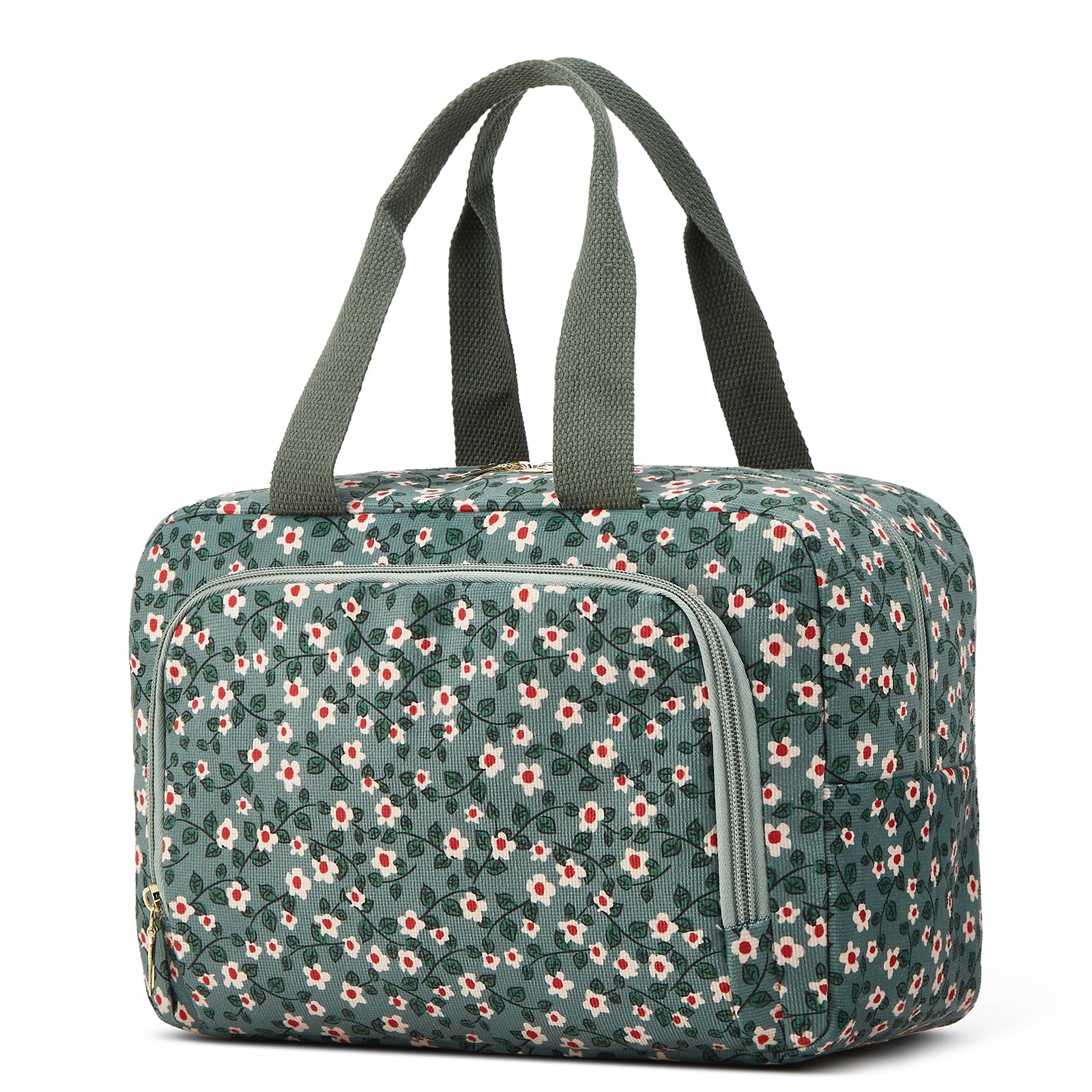 Funtlend Damen Kosmetiktasche M Größe (7,8L) - Große Cord Kulturtasche mit Tragegriff für Makeup,Toilettenartikel,Alltag & Reise