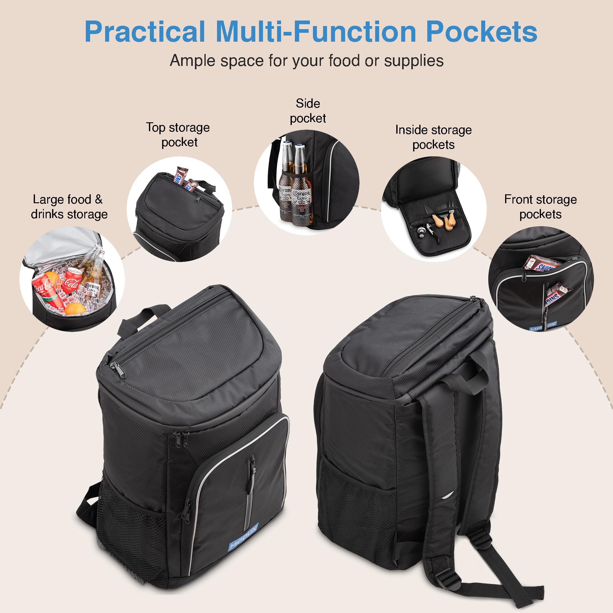 30L Kühlrucksack Thermo-Rucksack – Isolierter Kühltasche, Hält Lebensmittel Warm oder Kalt – Perfekt für Camping, Picknick und Grillen Cooler Bag