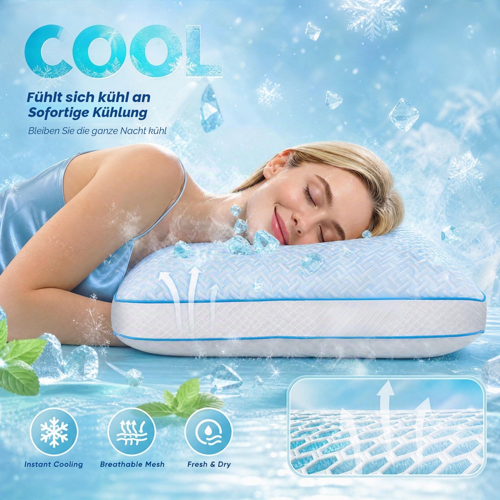 Gel Memory Foam Kissen – Kopfkissen 40x80 （2er Set）mit Höhenverstellung & abnehmbarem Bezug, Temperaturregulierendes Schlafkissen ideal für Seitenschläfer, Rückenschläfer & Bauchschläfer