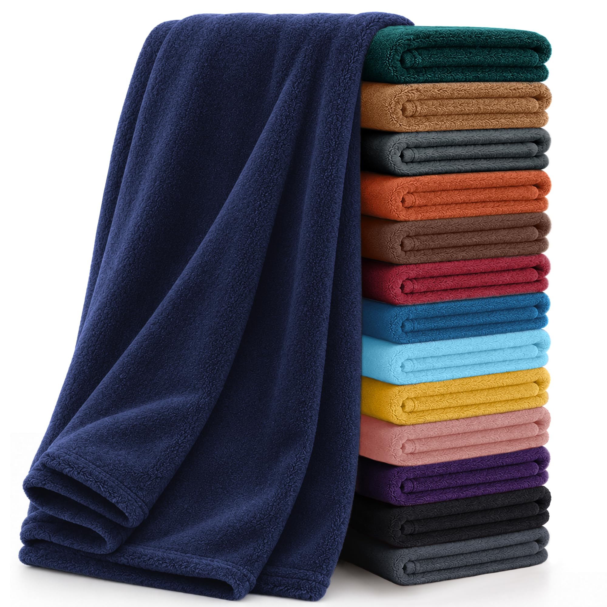 BedLooms Bed Throw Fleece Blanket Navy Double Fluffy Blankets and Throws