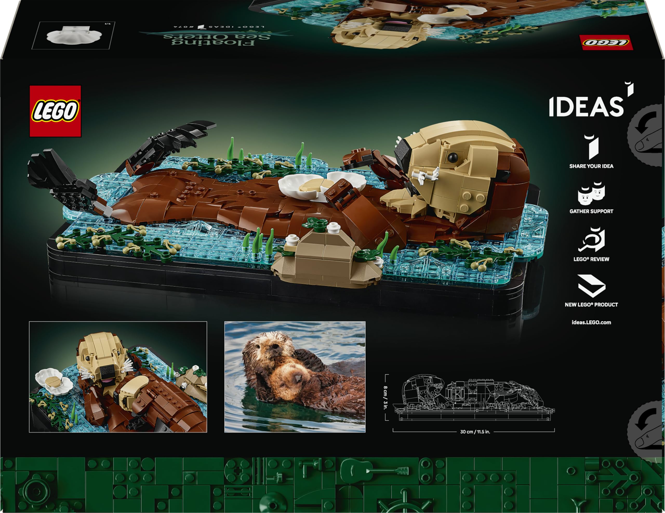 LEGO Ideas Lontre Marine - Kit di Modellismo per Adulti - Modello 3D da Esposizione con Figure di Animali Lontra e Cucciolo - Decorazione per Camera da Letto Fai da Te - Idea Regalo Artigianale 21366