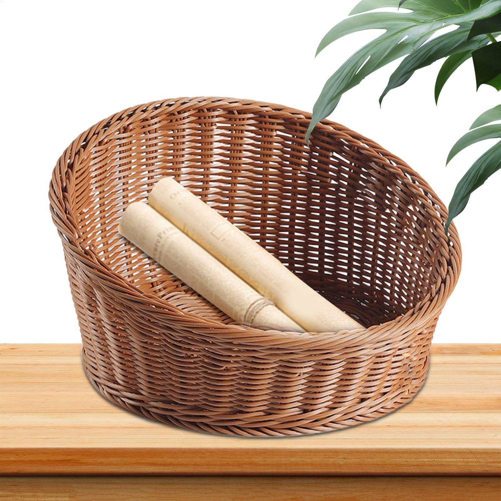 Cestino Per Pane Vassoio Organizer Portafrutta Snack In Rattan Finto | Cesto Contenitore Pane Intrecciata Snack, Verdure, Banane, Patate, Pasticcini, Cucina, Piano Lavoro, Tavolo Da Pranzo,