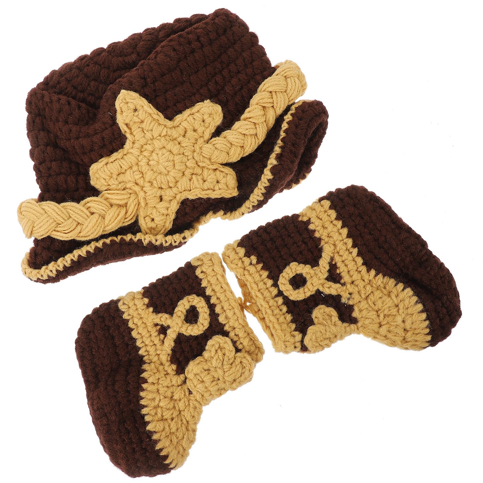 Gorro de lana para niño tejido a mano en color café, elástico y transpirable 8