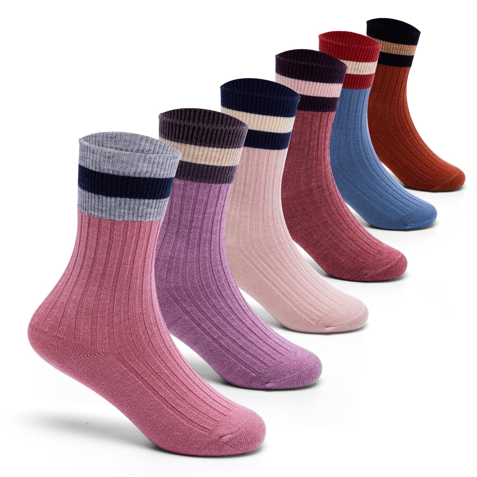 Big Girls Wool Socks Kids Winter Warm Socks Thermal Crew Socks for Boys 6 Pack 10-13 Years