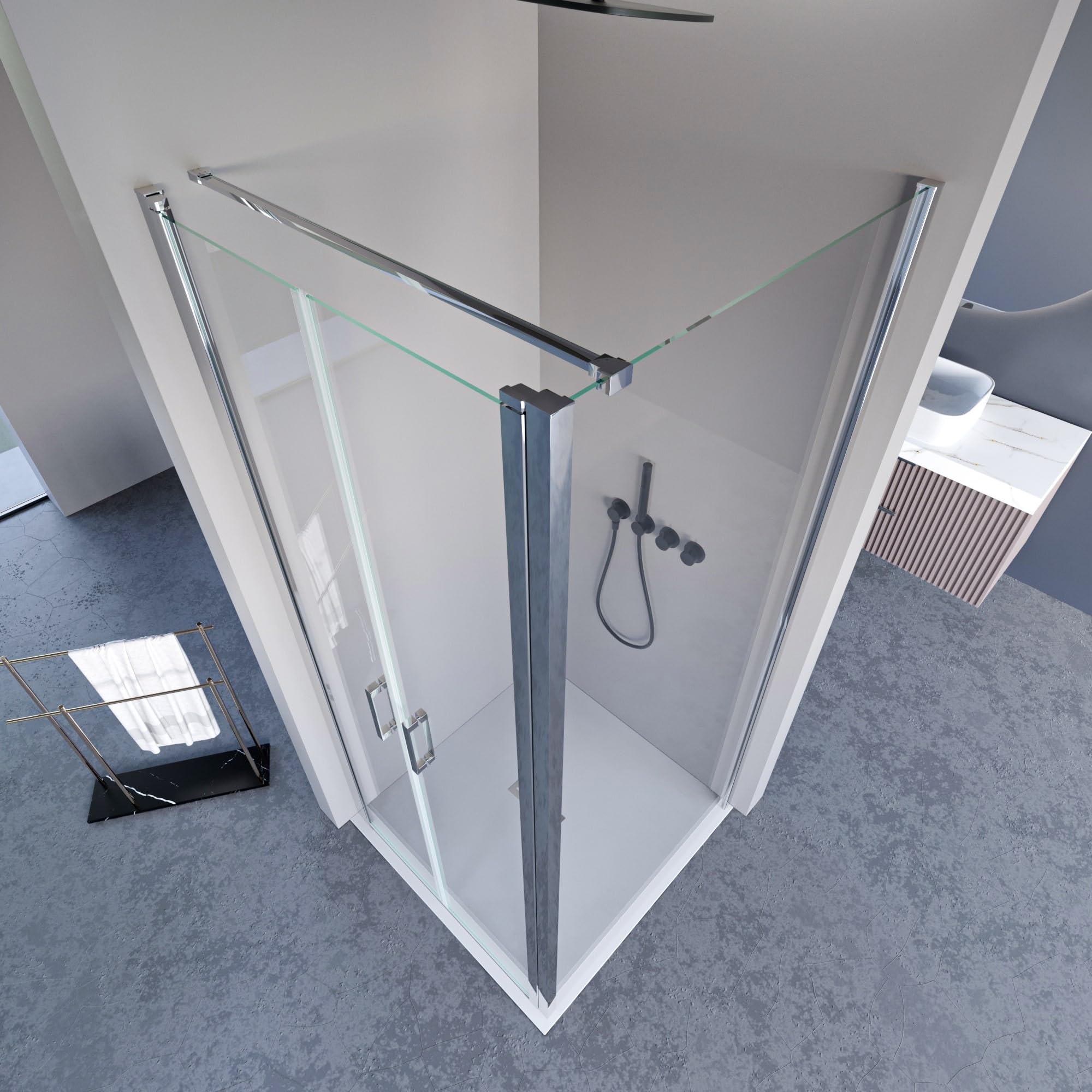 Box doccia due lati con porta saloon H195 6mm anticalcare Dobla - Misura 75