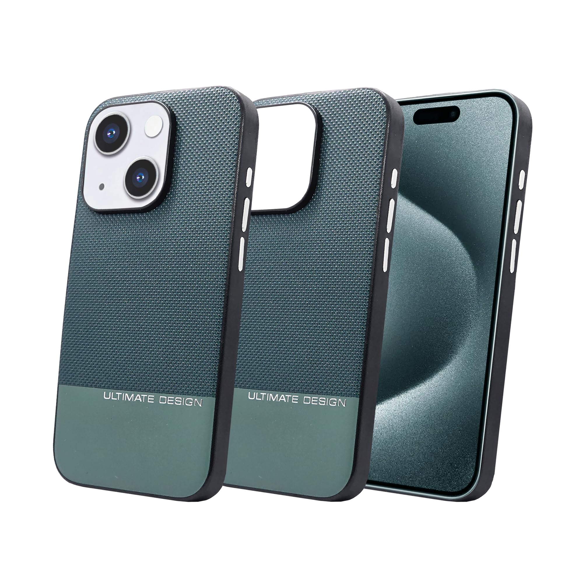 Digi Pulse iPhone 15 Case, Shockproof Half Leather Phone Case, Lens Camera Protection, Mobile Cover 6.12-Inches, Bumper case, PC Material+TPU